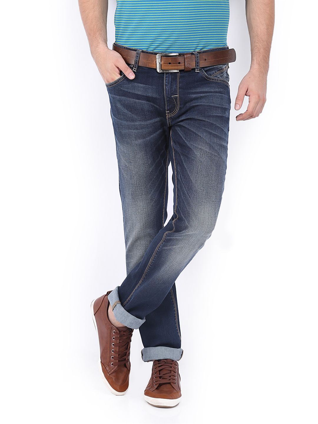 Buy POE Men Blue Antony Slim Fit Jeans - Jeans for Men 426185 | Myntra