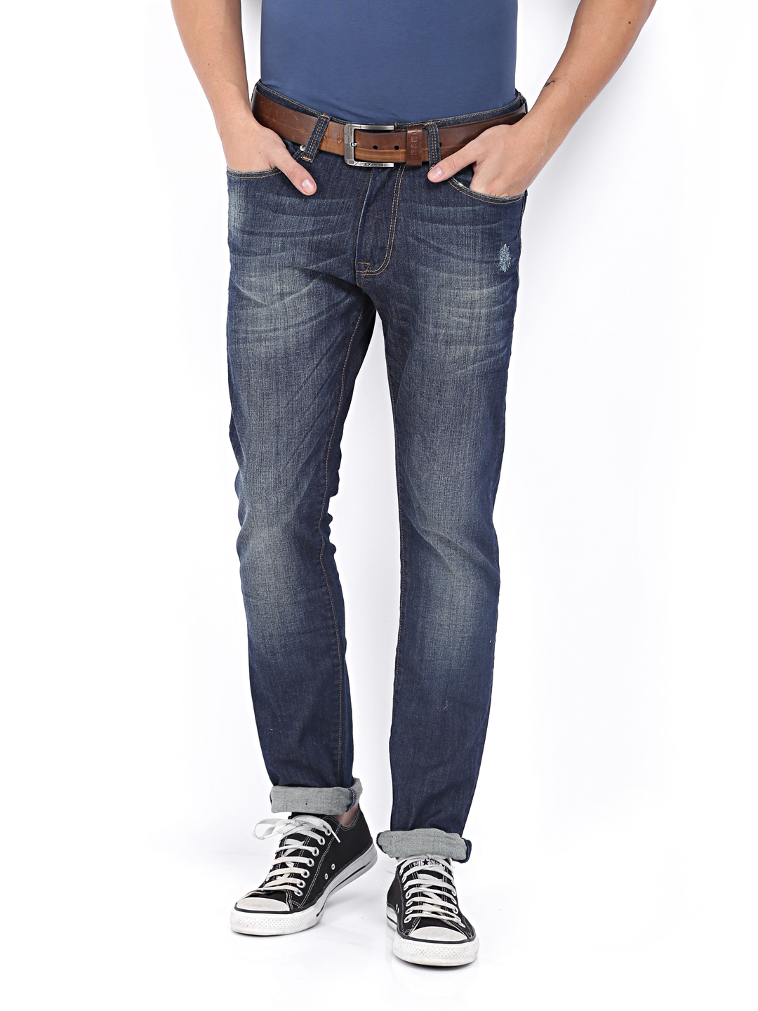 Buy POE Men Blue Deep Slim Fit Jeans - Jeans for Men 426190 | Myntra