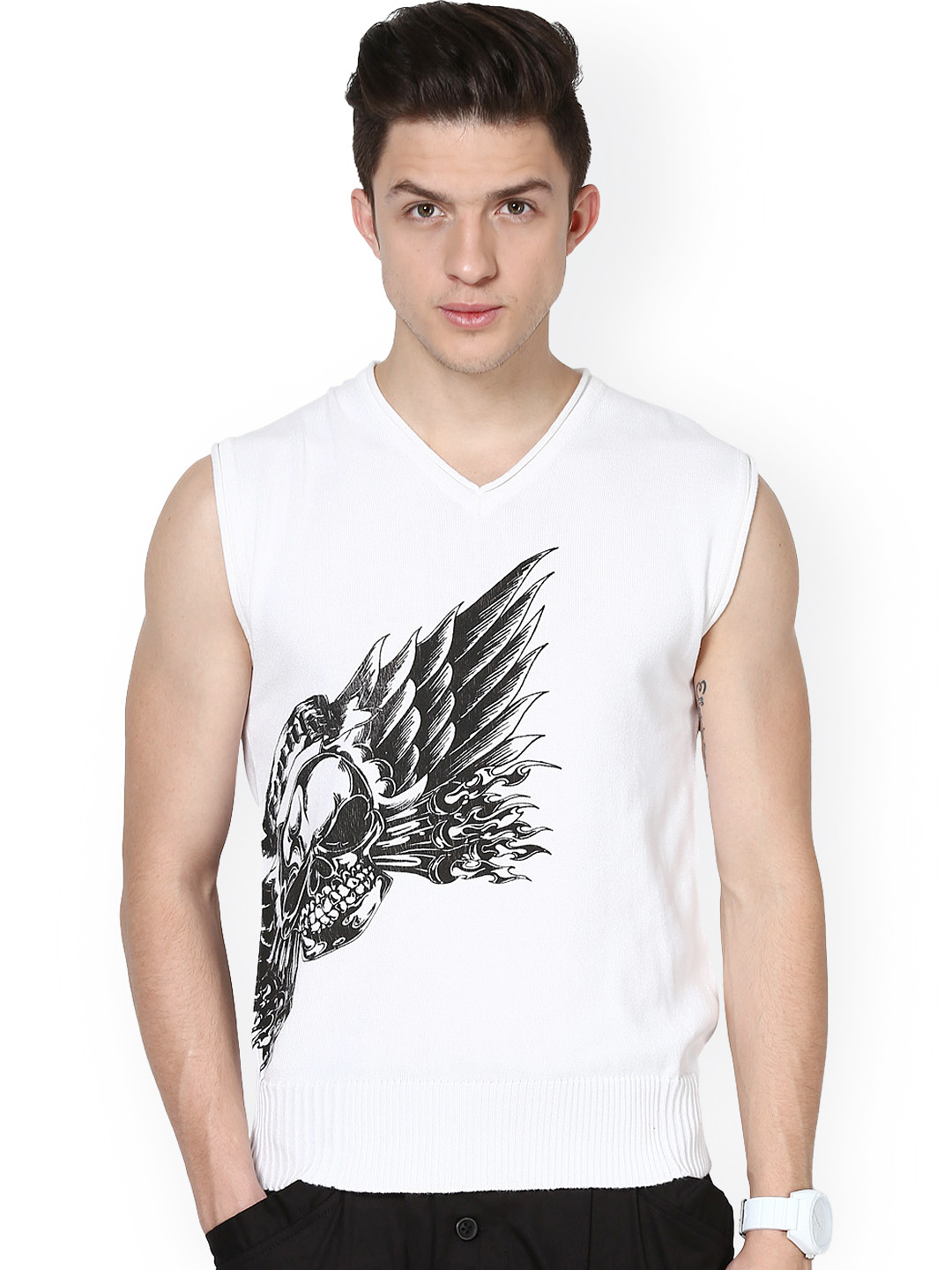 Buy PUNK Men White Sleeveless Sweater Sweaters for Men 612356 Myntra