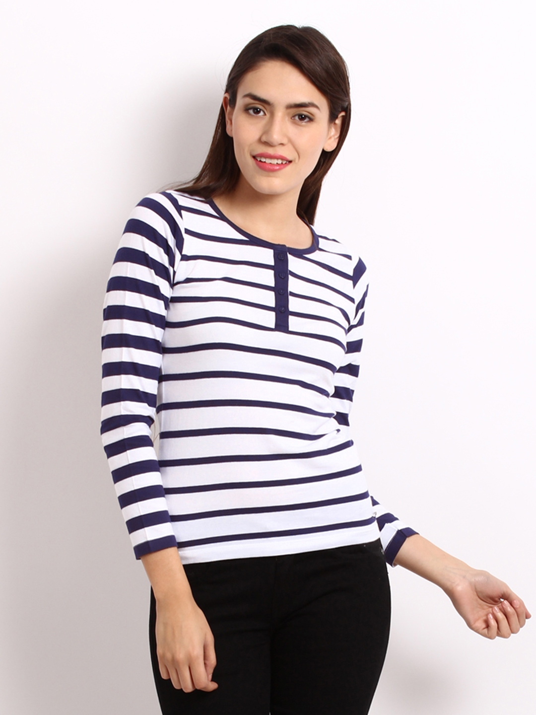 blue and white striped jeans