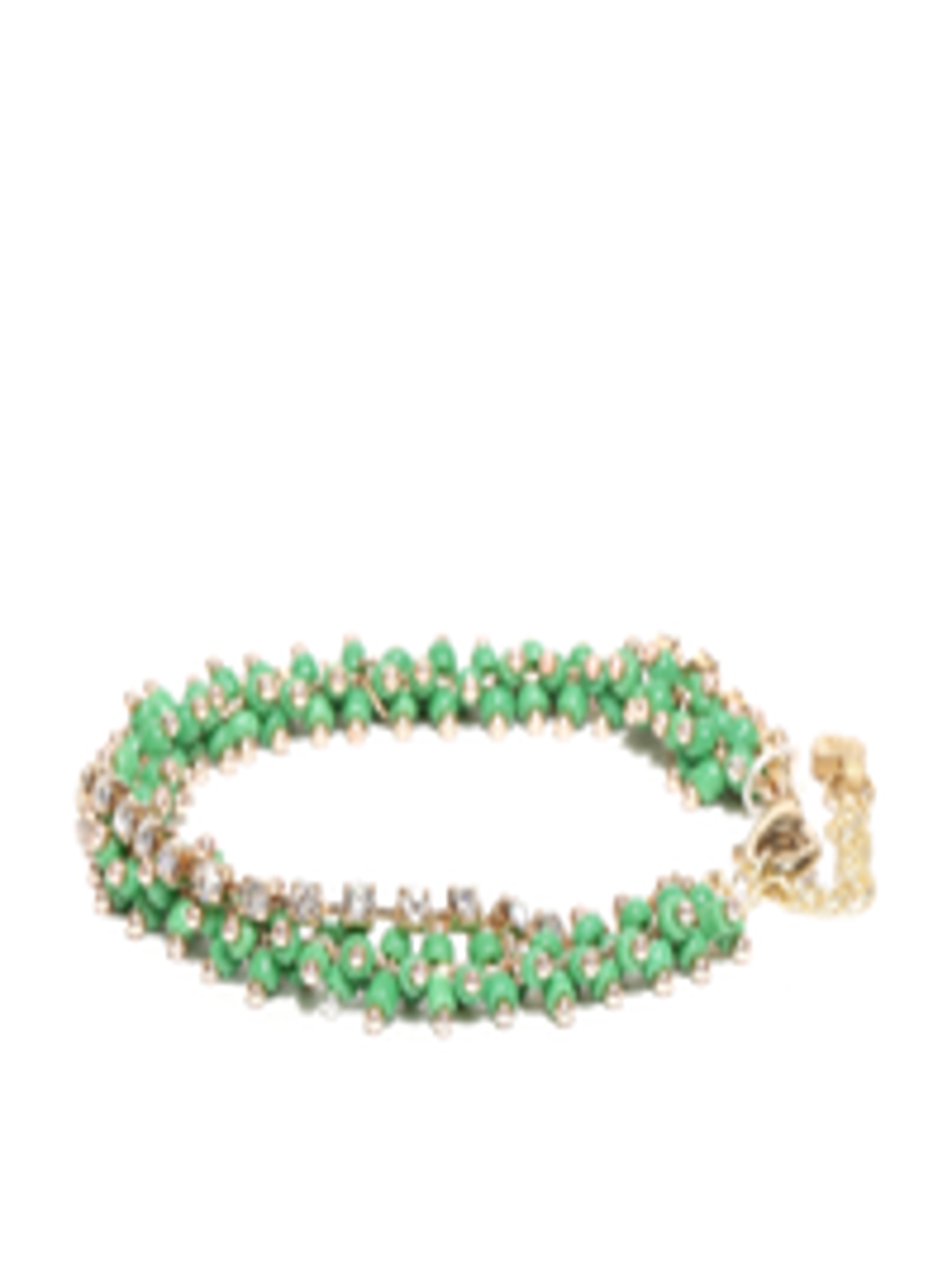 Buy Pretty Women Gold Toned & Green Beaded Bracelet - Bracelet for ...