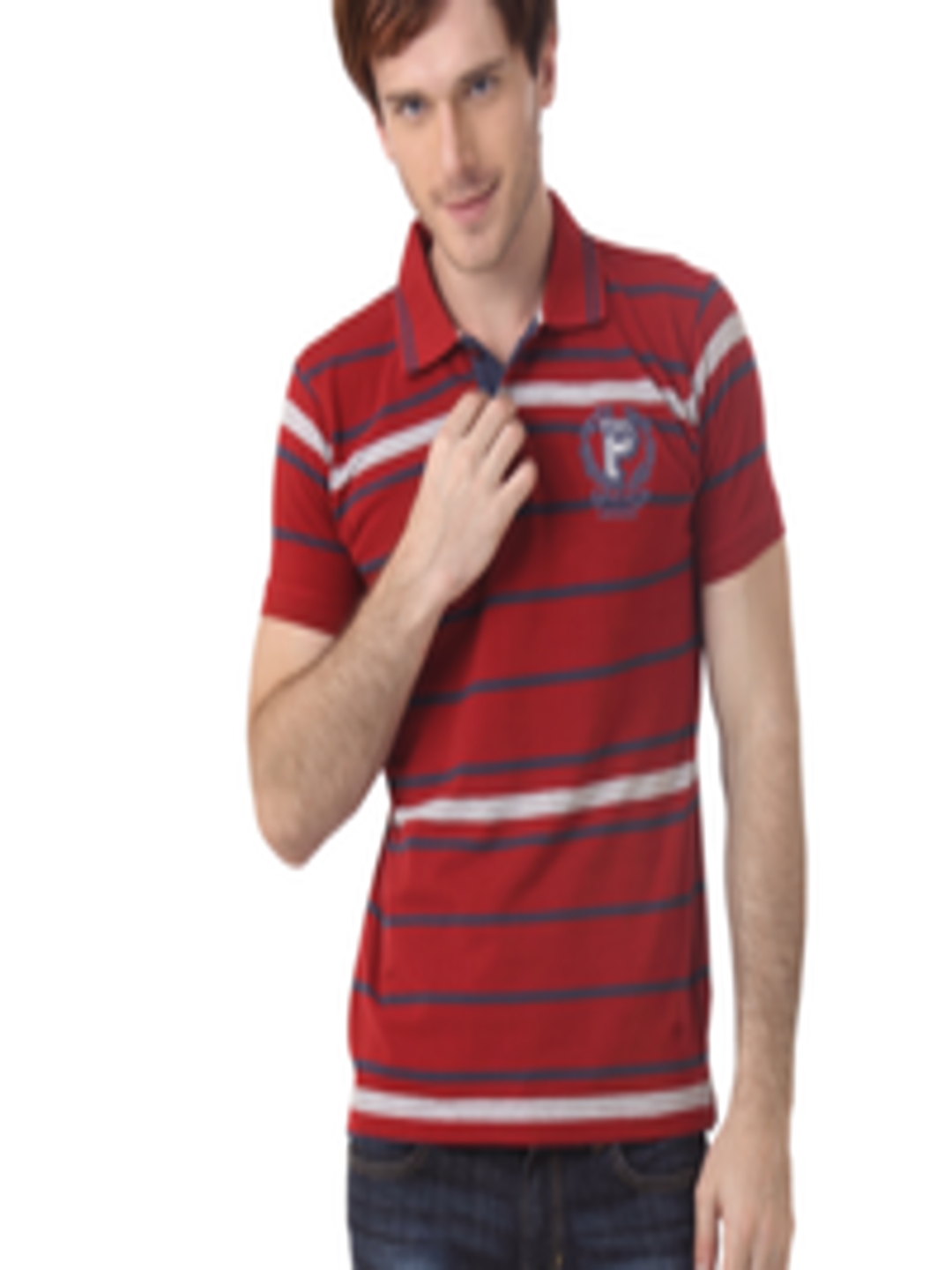 Buy Proline Red Grey Striped Polo Pure Cotton T Shirt - Tshirts for Men ...