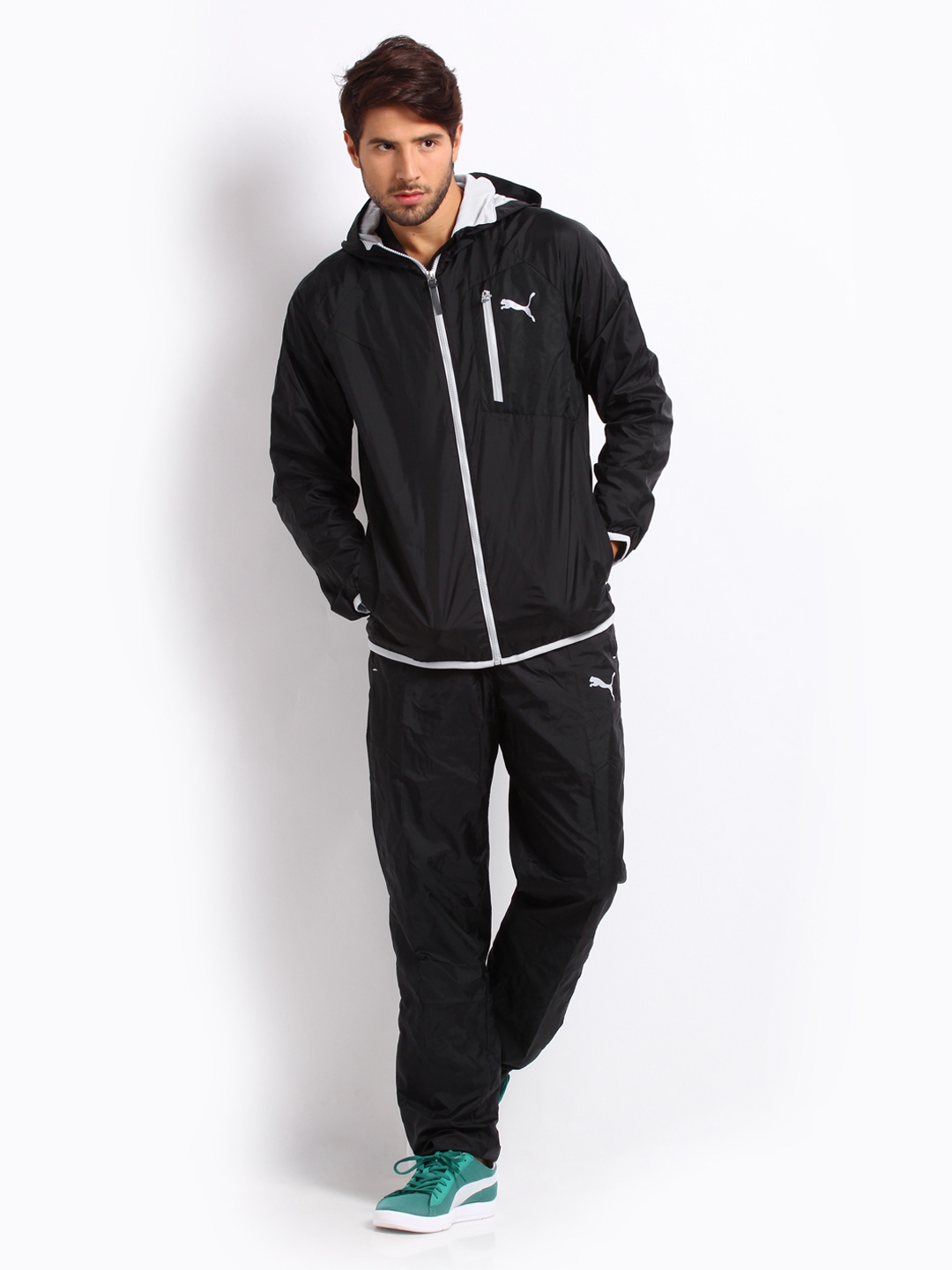 black and white puma tracksuit