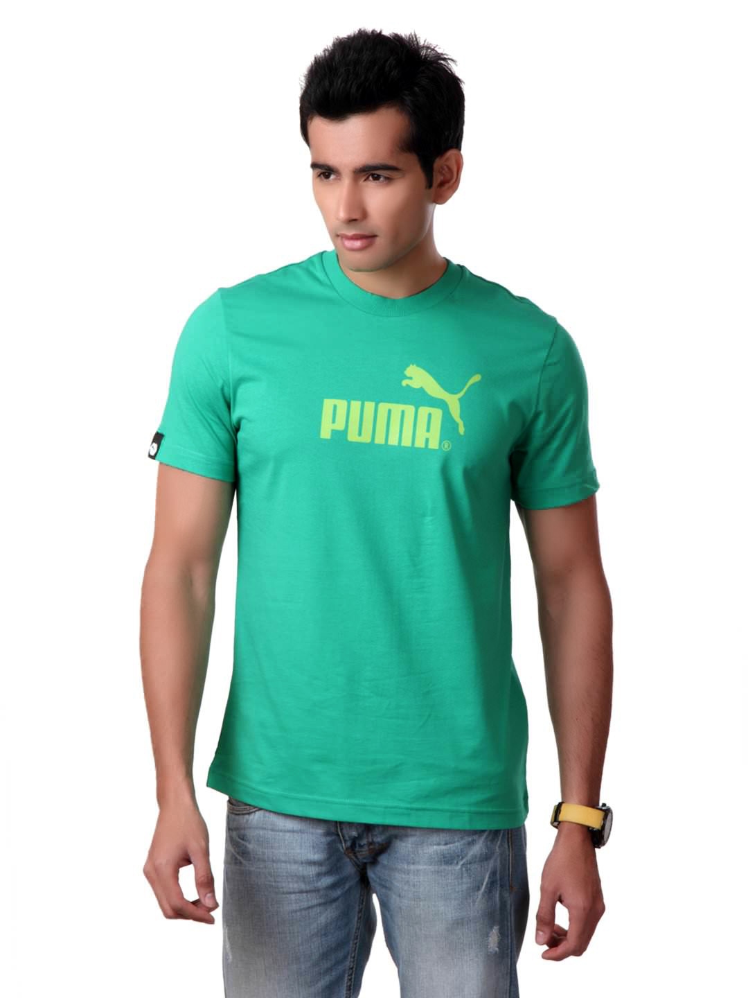Buy Puma Men Green Pure Cotton T Shirt - Tshirts for Men 61354 | Myntra