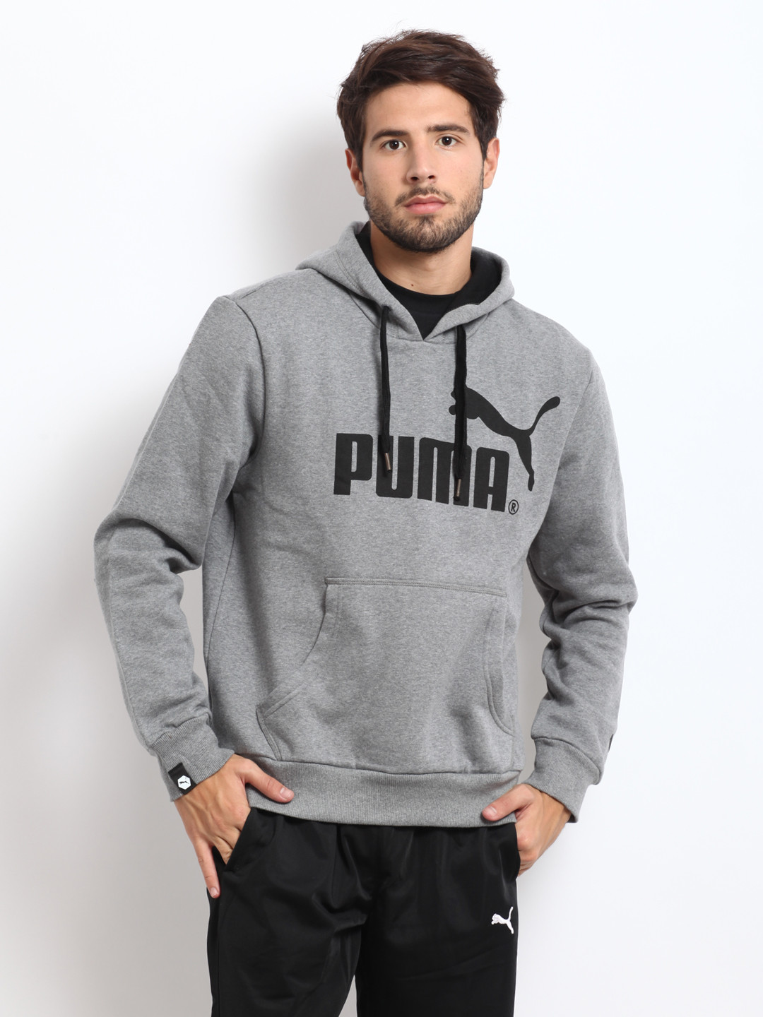 Buy Puma Men Grey Melange Hooded Printed Sweatshirt Sweatshirts for