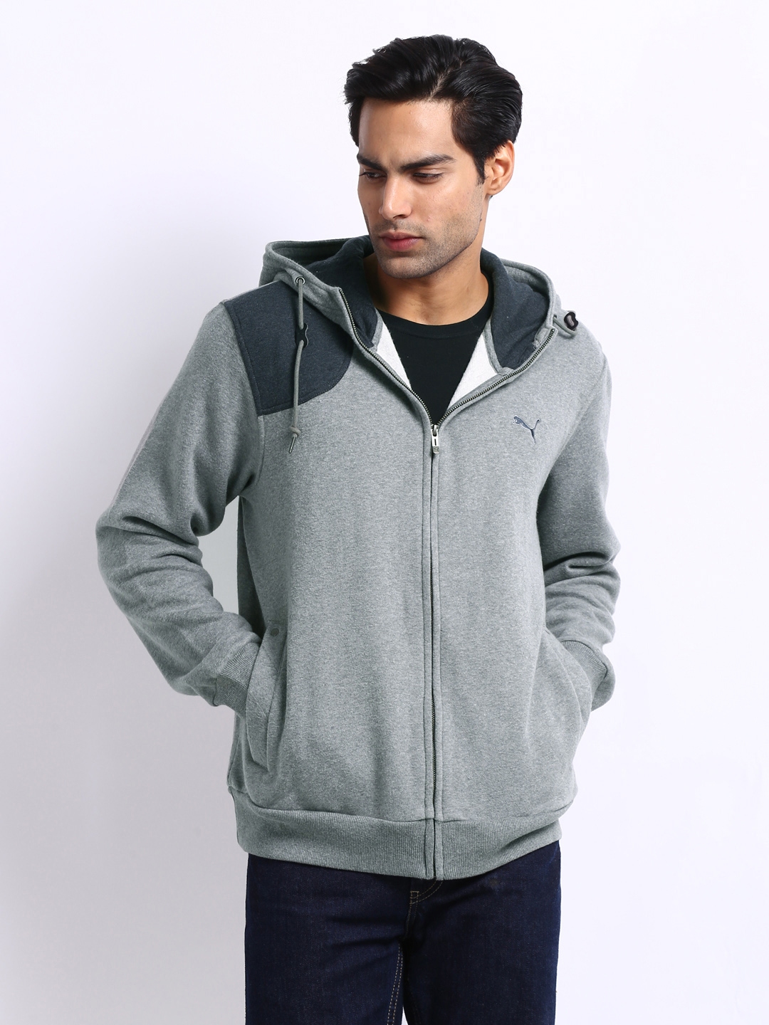 Download Buy Puma Men Grey Melange Hooded Sweatshirt - Sweatshirts ...