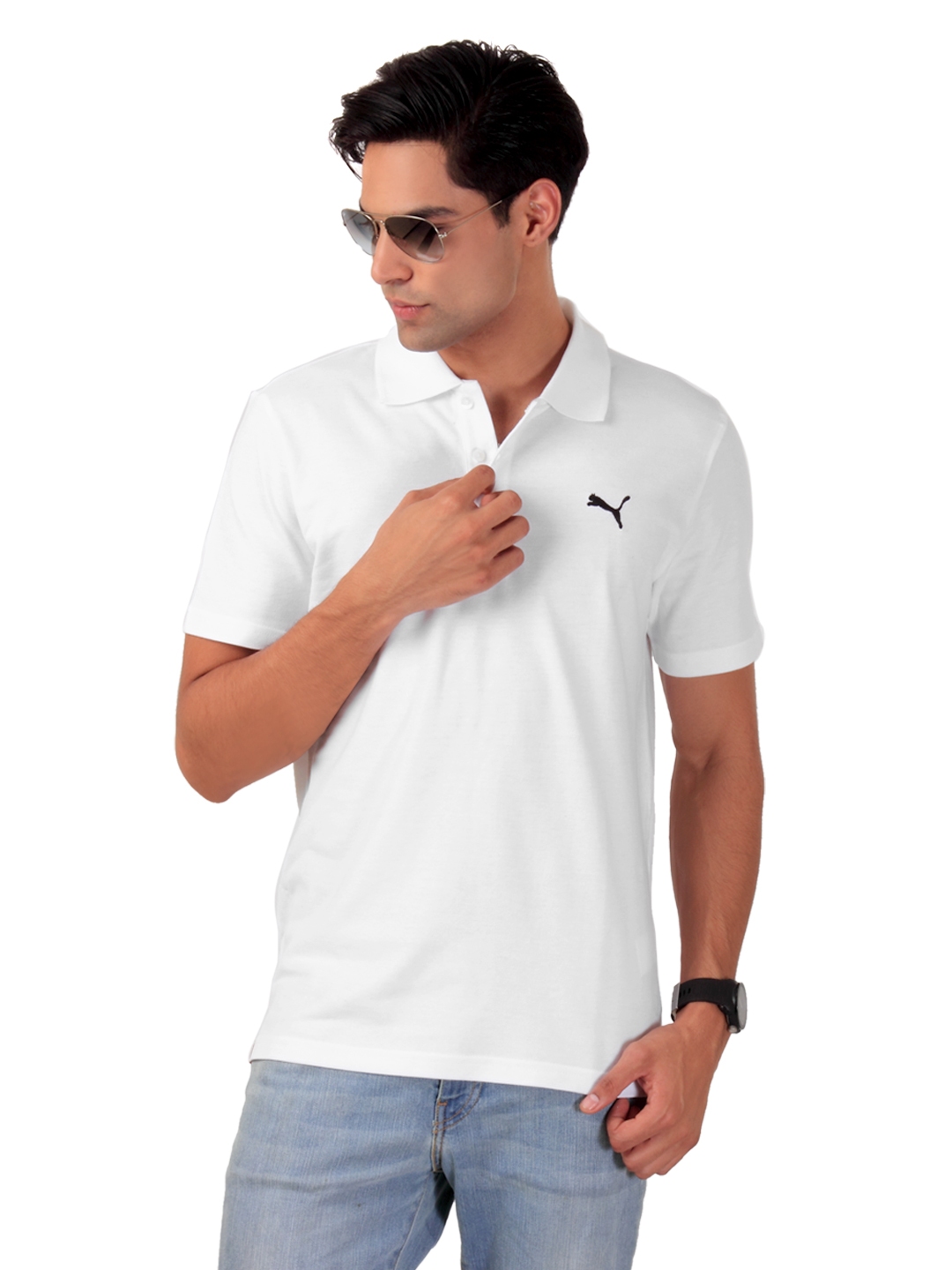 puma white collar tshirt
