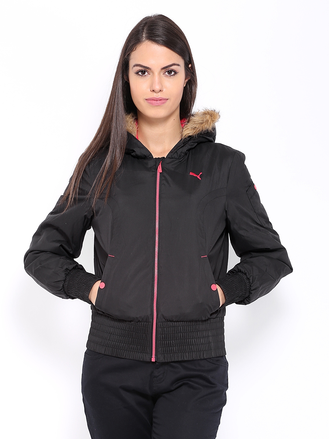 Download Buy Puma Women Black Hooded Jacket - Jackets for Women ...