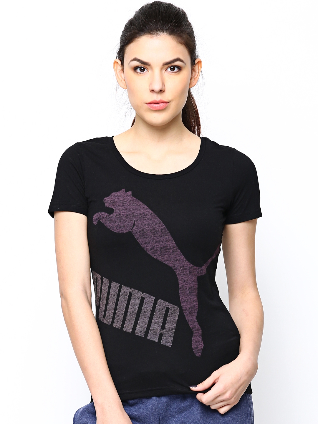 Buy Puma Women Black Printed Logo T Shirt - Tshirts for Women 584274 ...