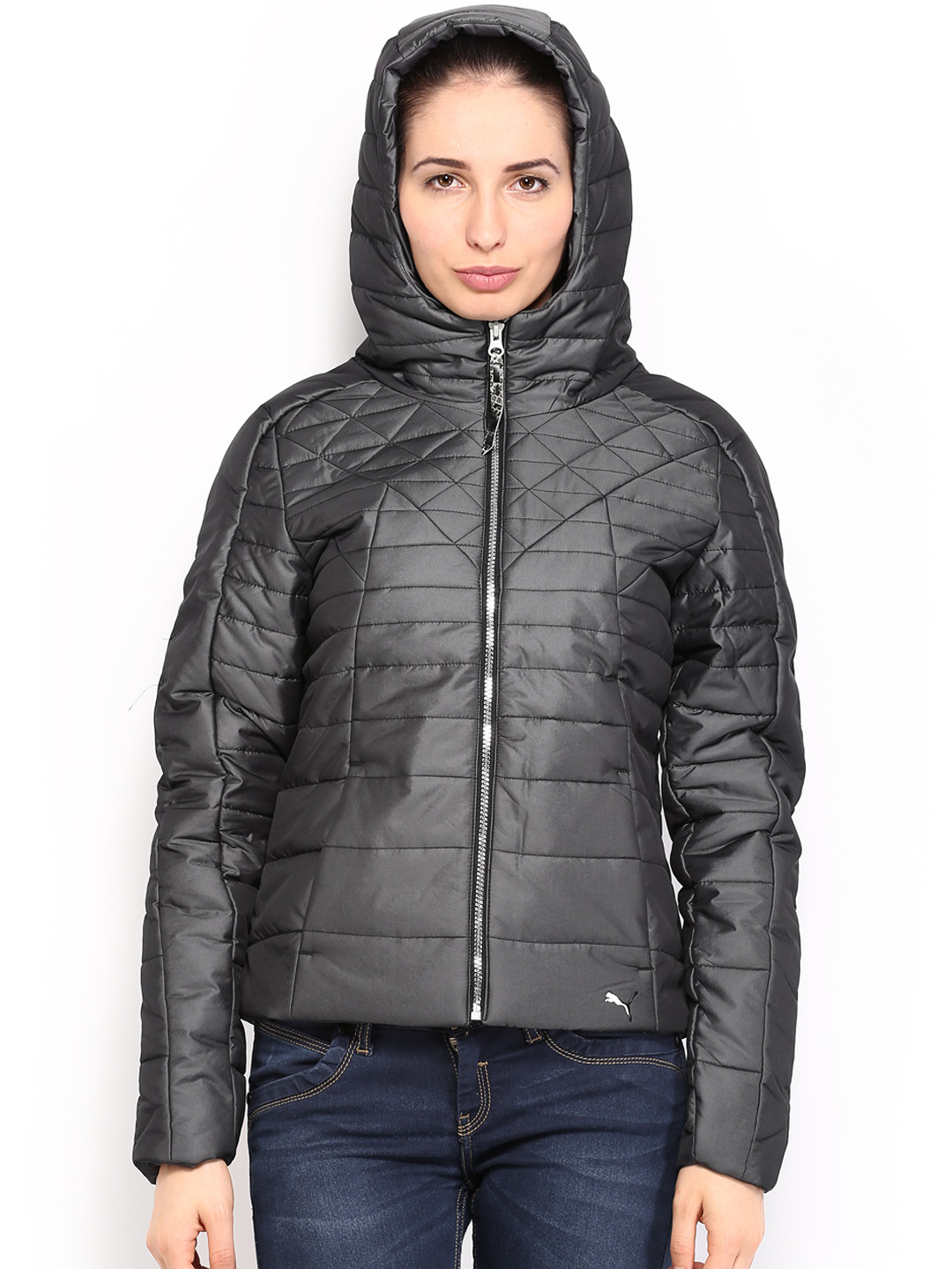 Buy Puma Women Charcoal Grey Padded Jacket - Jackets for Women 518960 | Myntra