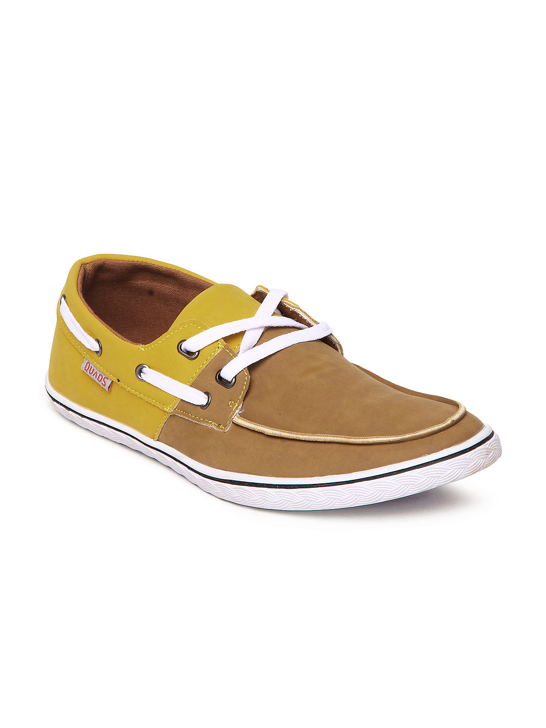 Buy Quads Men Brown & Mustard Yellow Casual Shoes Casual Shoes for