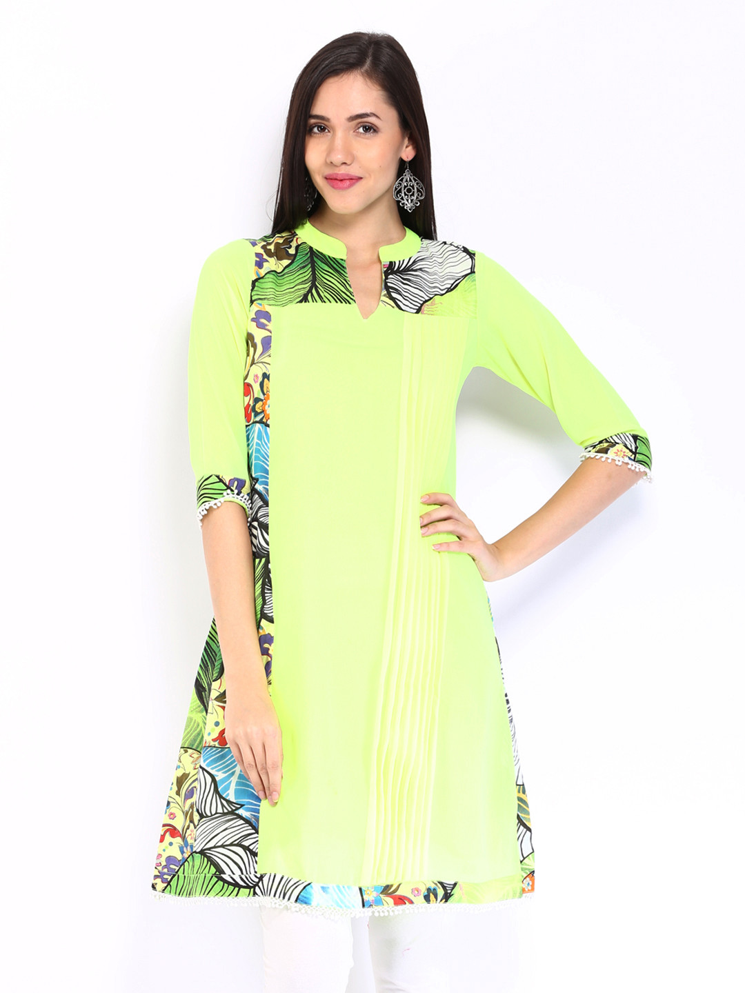 Buy Rain & Rainbow Lime Green Printed Kurta - Kurtas for Women 241088 ...