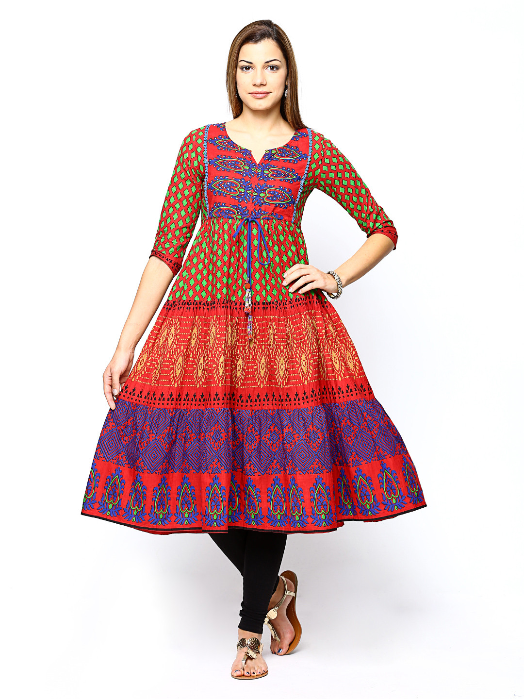 Buy Rain & Rainbow Women Multicoloured Anarkali Printed Kurta Kurtas