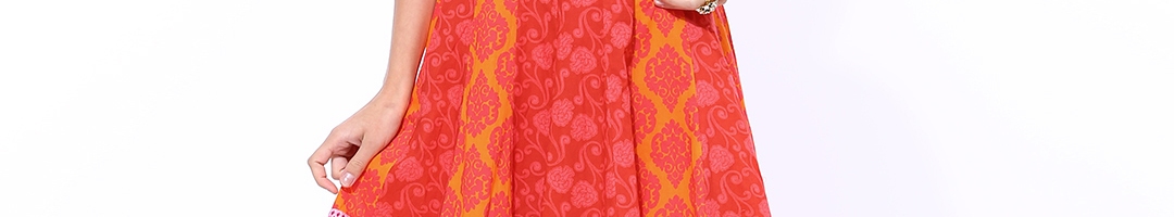 Buy Rangriti Women Red & Orange Printed Anarkali Kurta - Kurtas for ...
