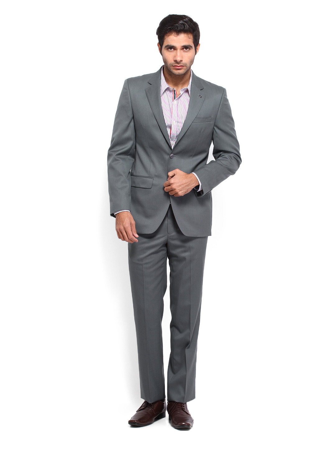 Buy Raymond Men Grey Wool Classic Fit Single Breasted Suit ...