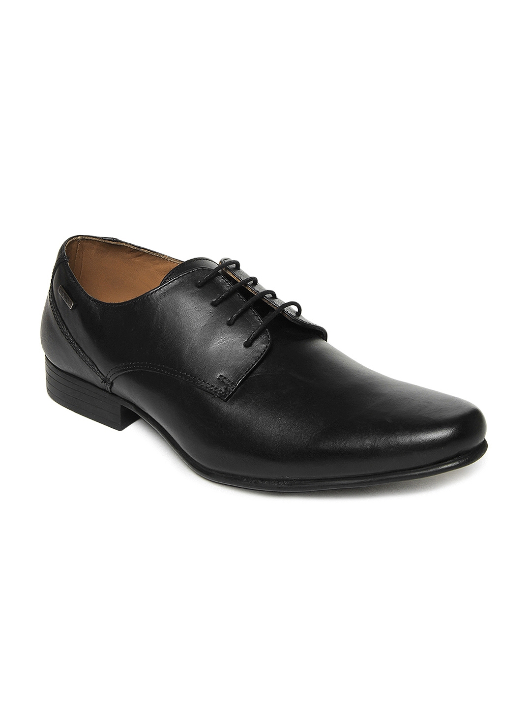 red tape mens black leather formal shoes
