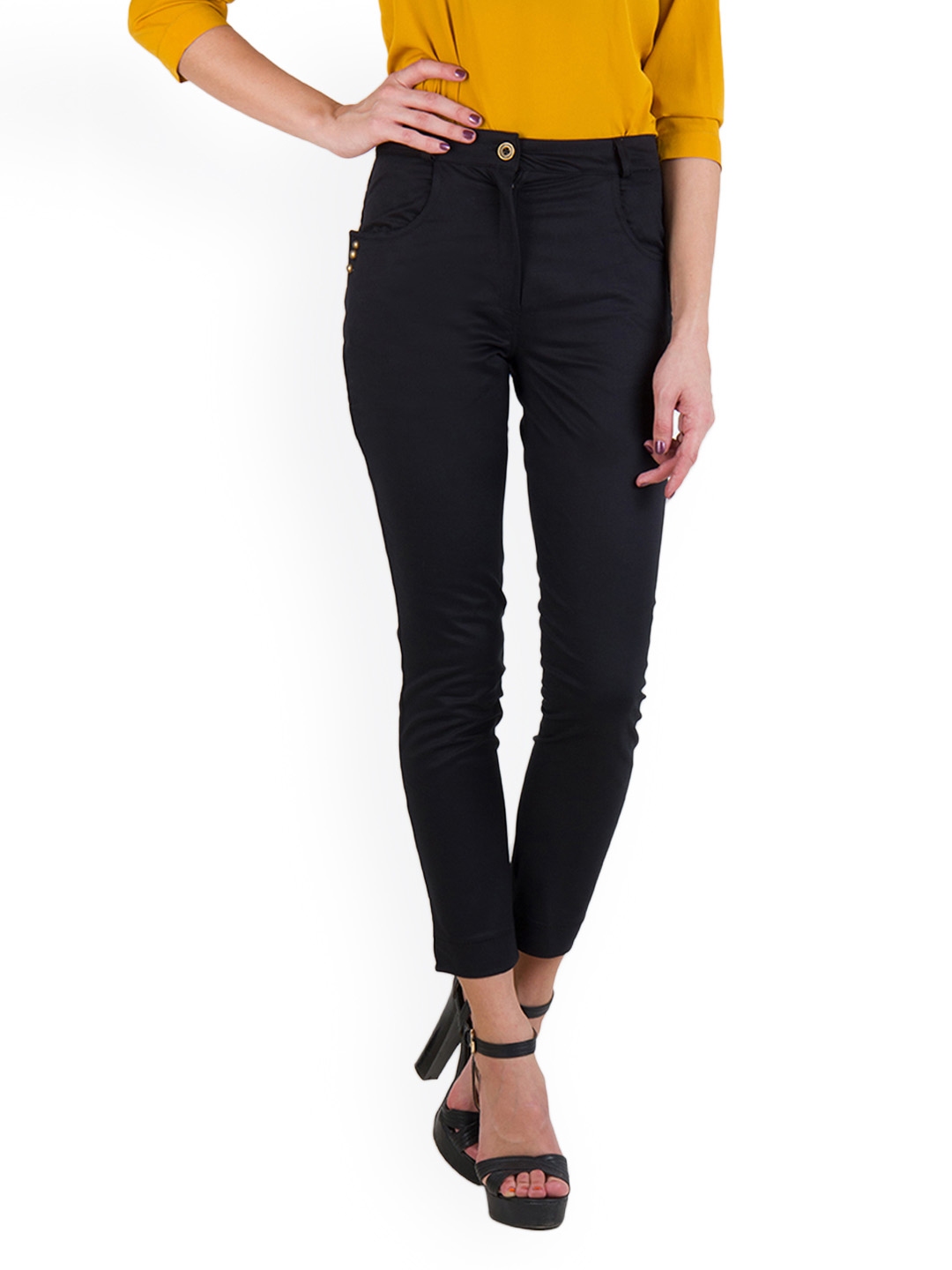 Buy Rider Republic Women Black Slim Fit Trousers - Trousers for Women ...