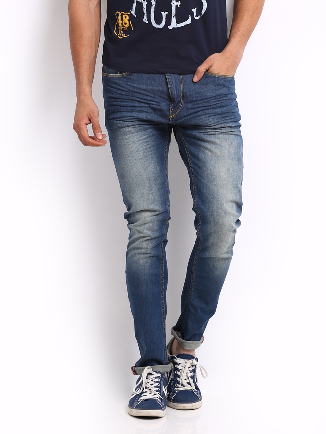 Buy Roadster Men Blue Carrot Tapered Fit Jeans - Jeans for Men 247487 ...