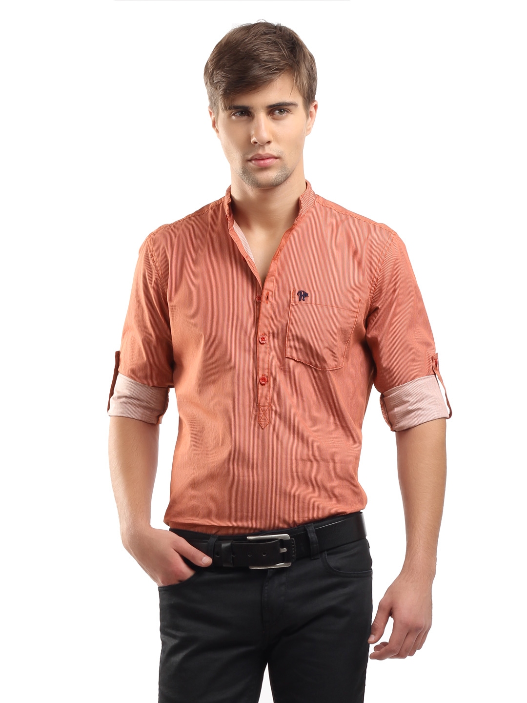 Buy Roadster Men Rust Striped Shirt - Shirts for Men 79048 | Myntra