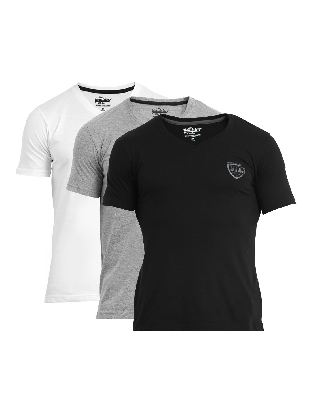 Buy Roadster Men Pack Of 3 Pure Cotton T Shirts Tshirts for Men