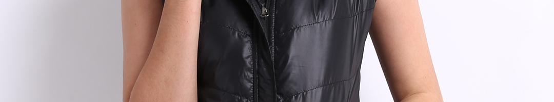 Buy Roadster Women Black Sleeveless Jacket - Jackets for Women 162667 ...