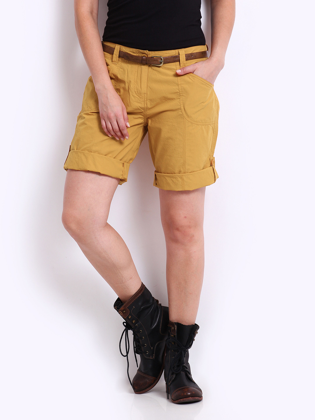 Buy Roadster Women Mustard Yellow Shorts Shorts for Women 212627 Myntra