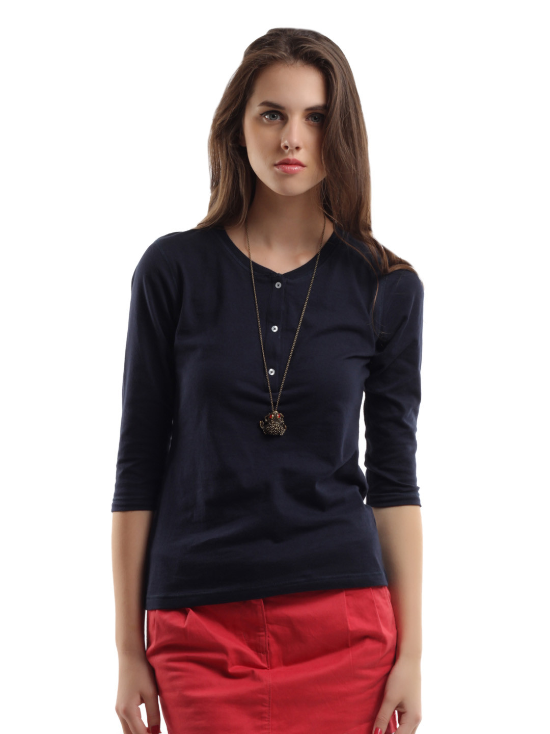 Buy Roadster Women Navy Blue Henley Top Tops for Women 88421 Myntra