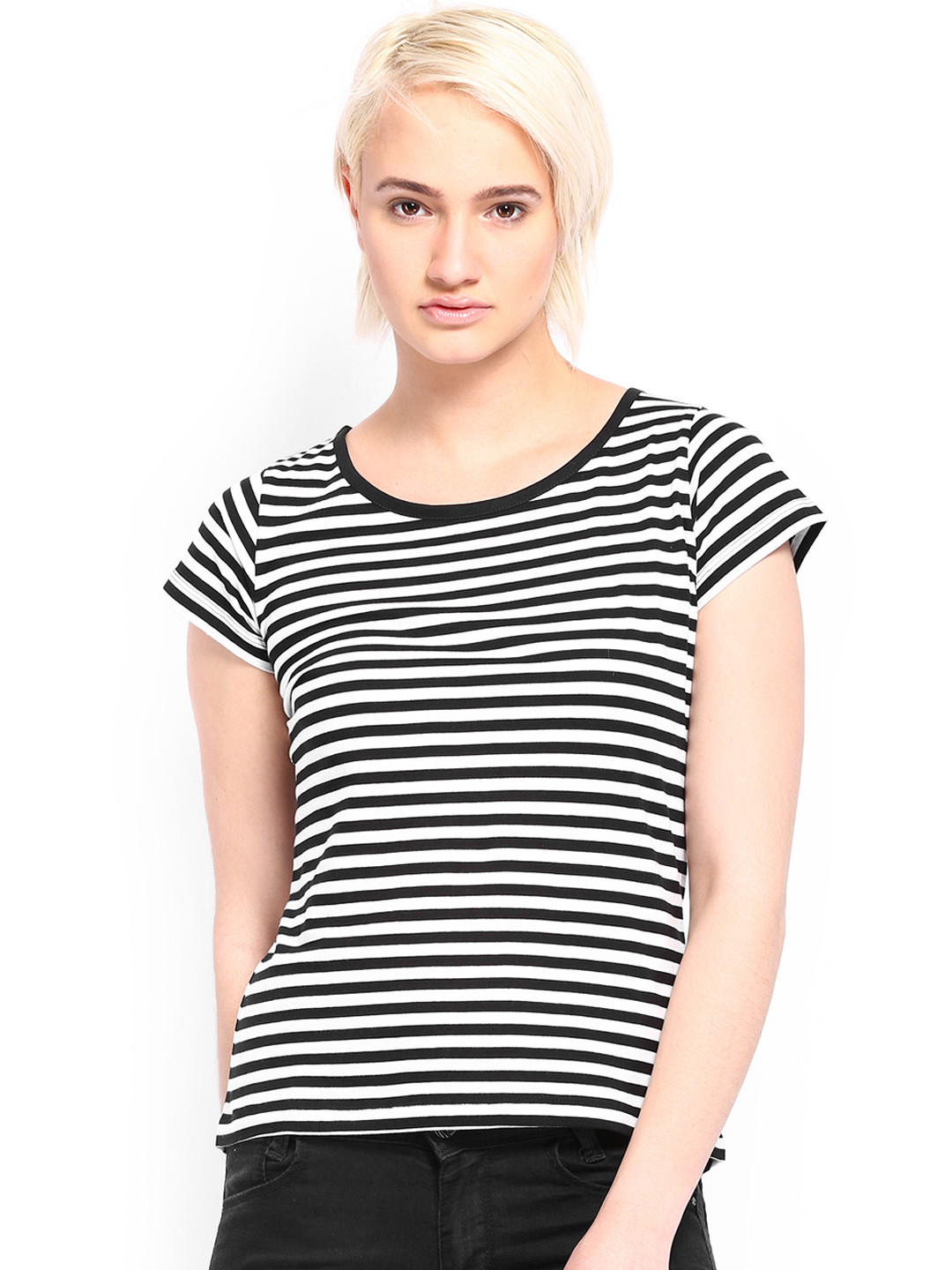 OFF WHITE & BLACK STRIPE STACY TOP main image 1