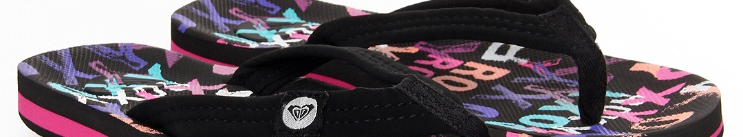 Buy Roxy Women Black Printed Flip Flops - Flip Flops for Women 352378 ...