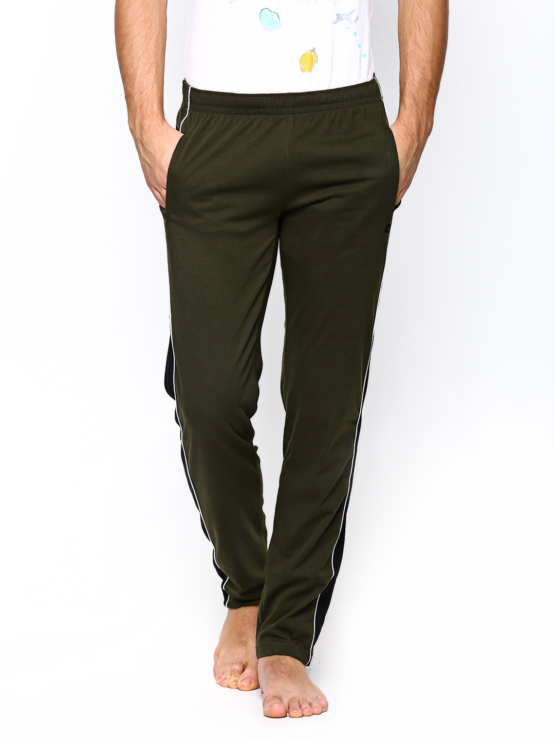 Buy SDL By Sweet Dreams Men Olive Green Lounge Pants F MP 0080A ...