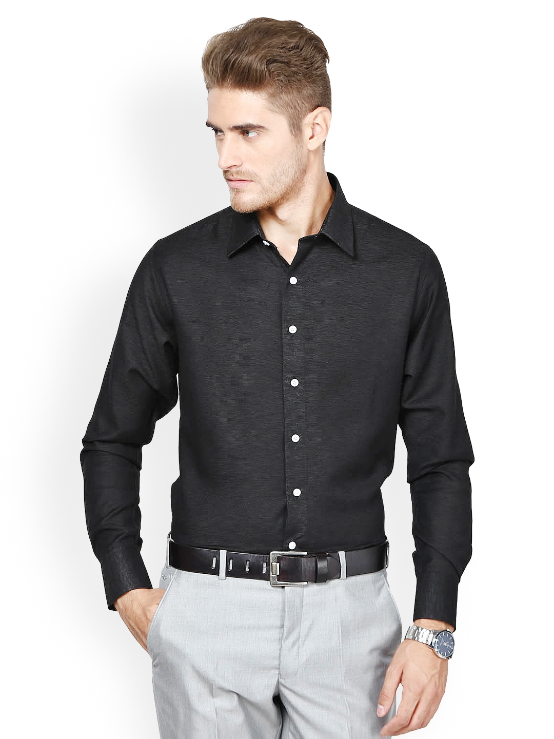Buy Saffire Men Black Smart Casual Shirt - Shirts for Men 543252 | Myntra