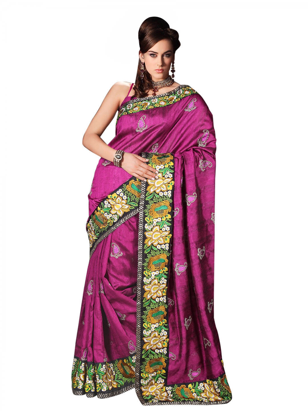 Buy Sahiba Magenta Evening Wear Saree - Sarees for Women 75968 | Myntra