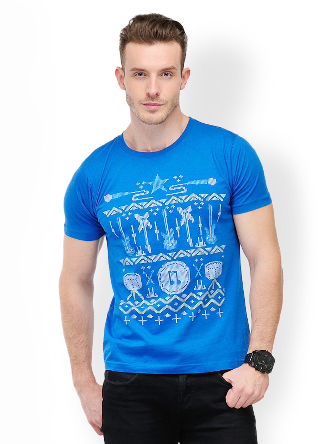 Buy Slingshot Men Royal Blue Graphic Printed T Shirt Tshirts for Men 453831 Myntra