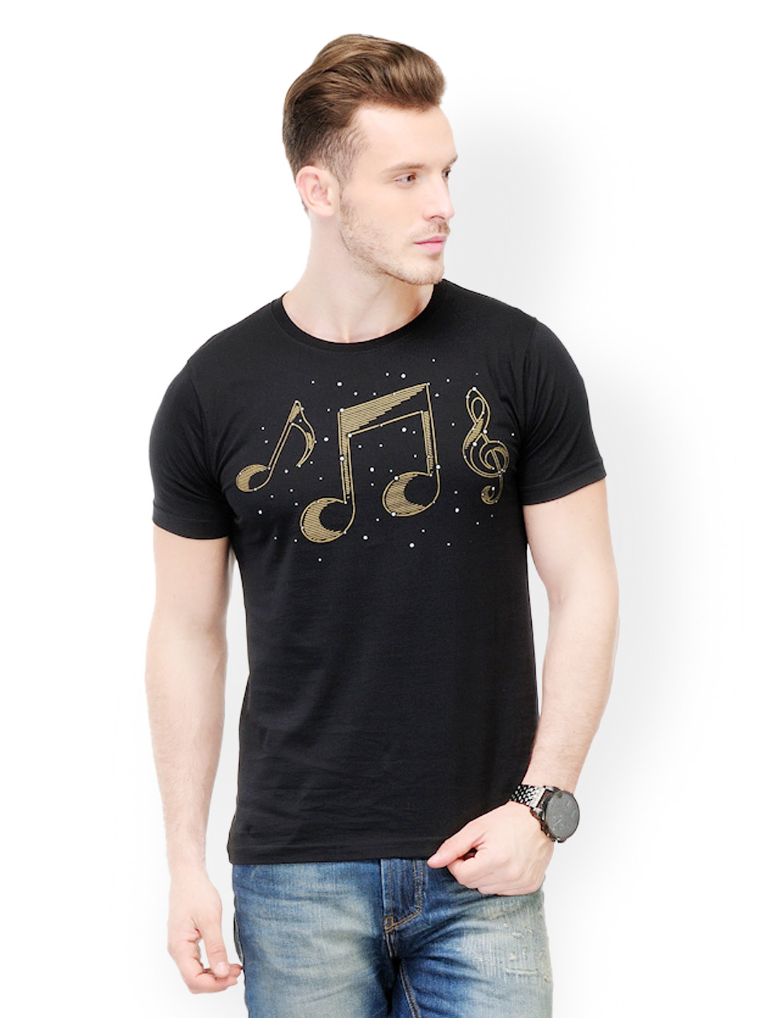 Buy Slingshot Men Black Printed T Shirt Tshirts for Men 453823 Myntra
