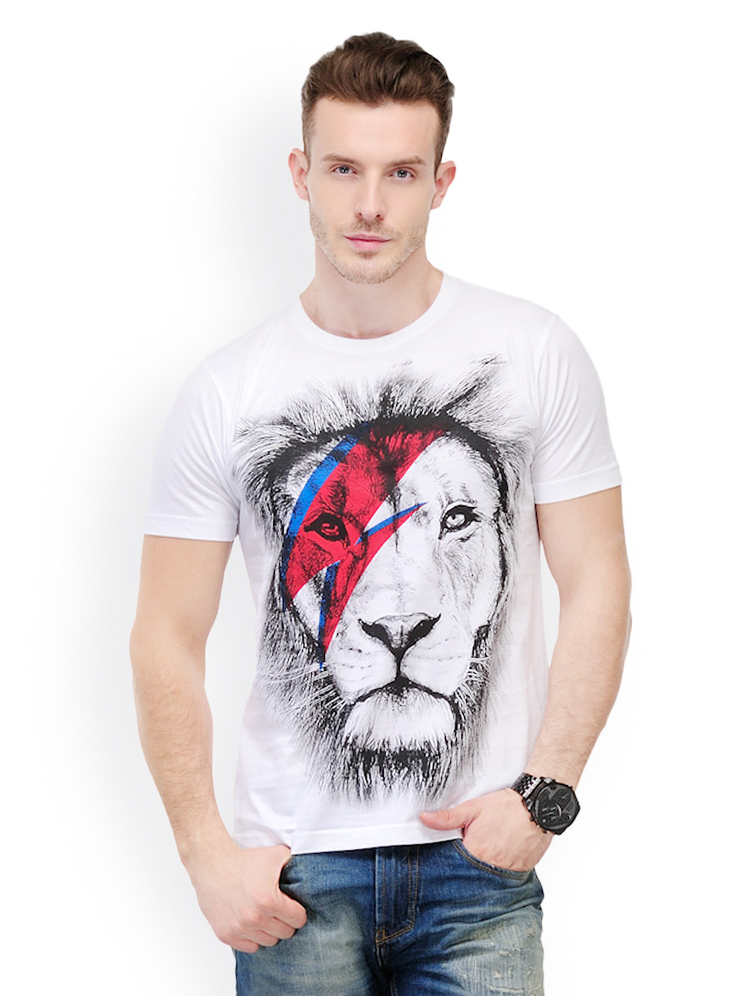 Buy Slingshot Men White Printed T Shirt Tshirts for Men 453822 Myntra