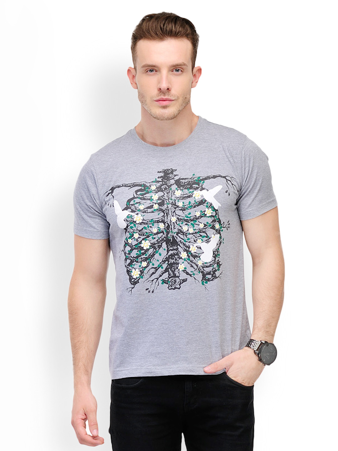 Buy Slingshot Men Grey Graphic Printed T Shirt Tshirts for Men 453844 Myntra