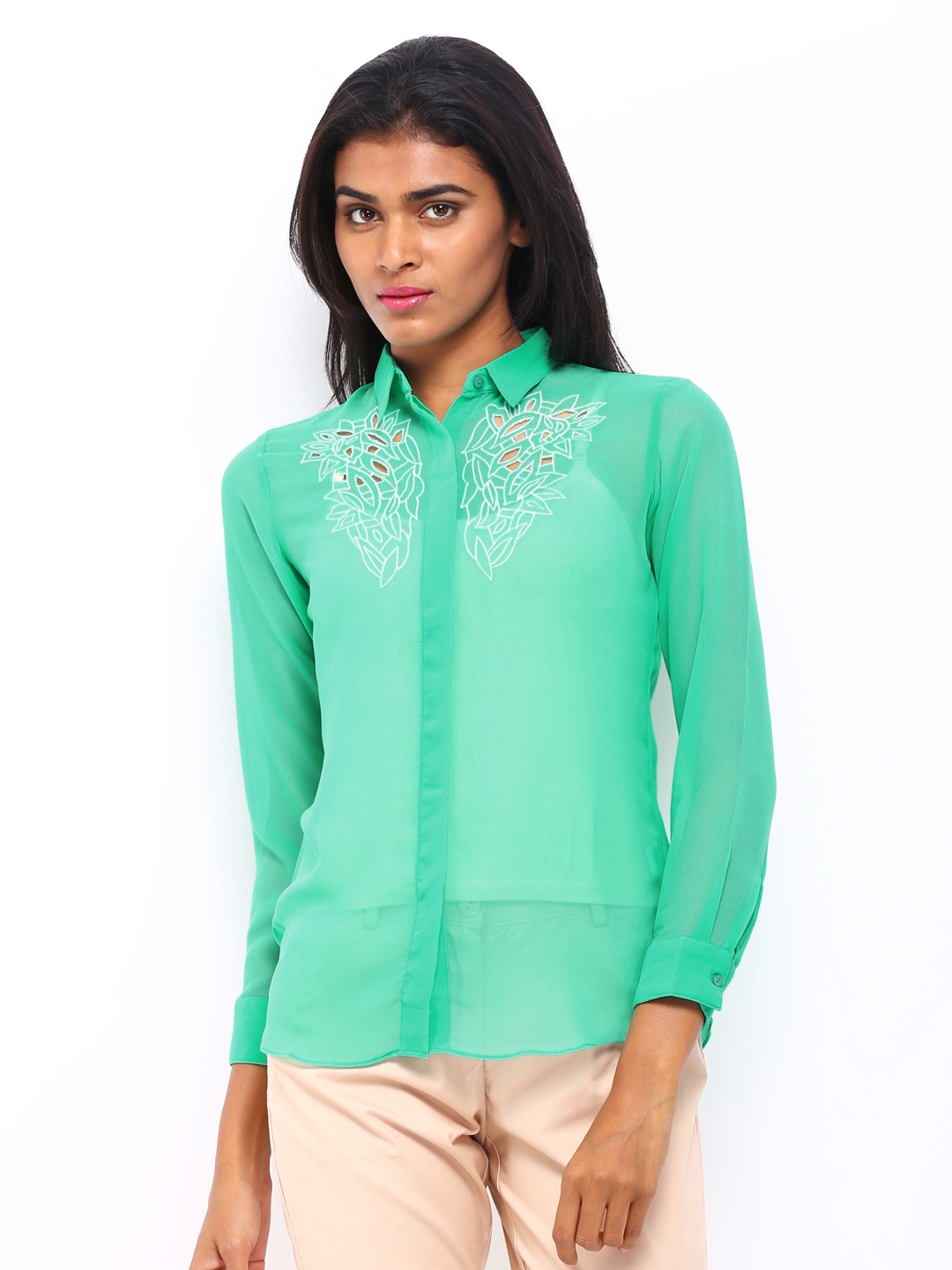 Buy Soie Women Green Shirt - Shirts for Women 279224 | Myntra