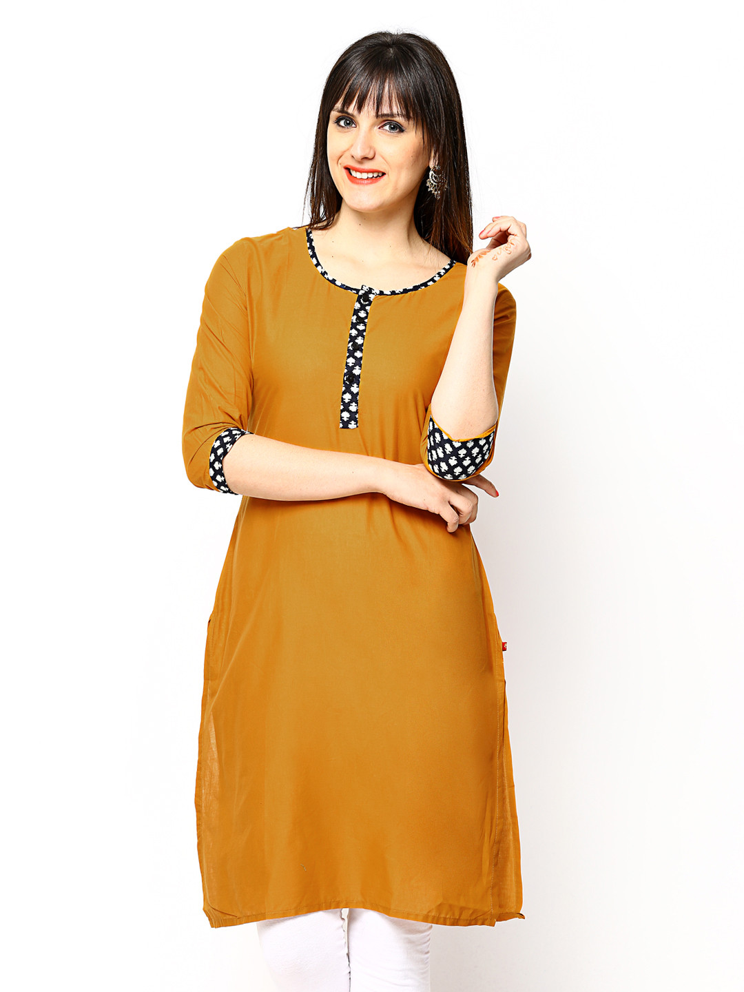 Buy Span Women Mustard Brown Kurta Kurtas for Women 405789 Myntra