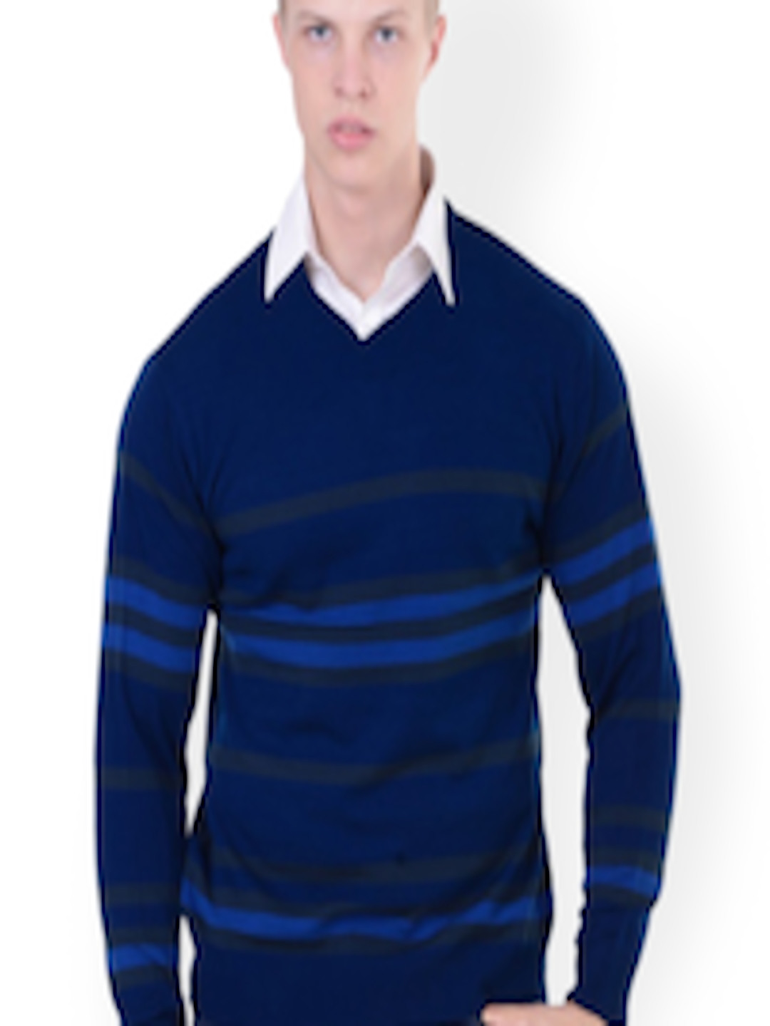 Buy Sportking Men Blue Striped Sweater - Sweaters for Men 594967 | Myntra