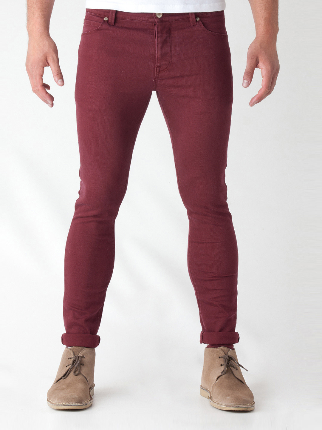 Buy STANLEY KANE Men Burgundy Super Skinny Fit Jeans Jeans for Men