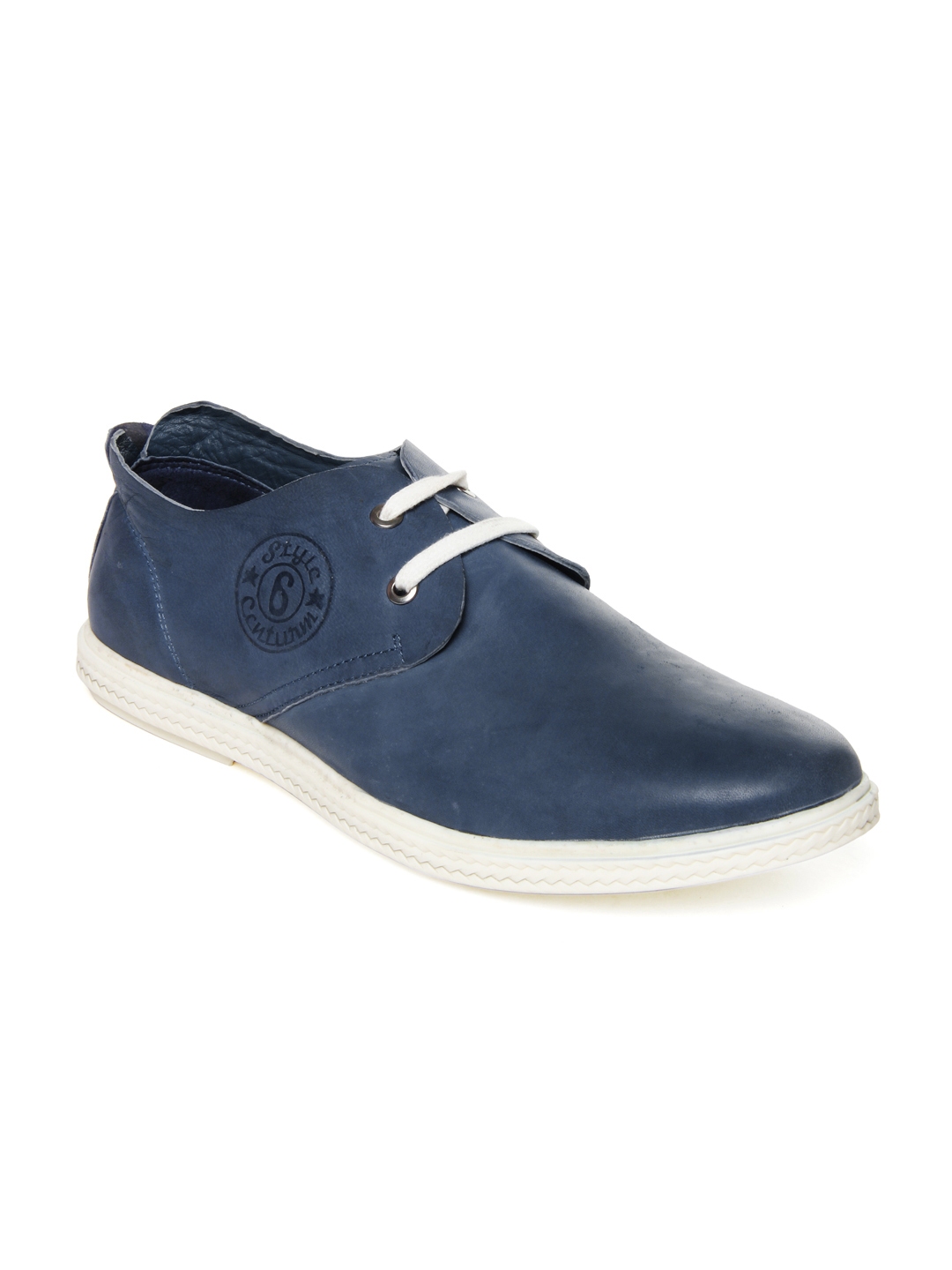 men's blue leather casual shoes