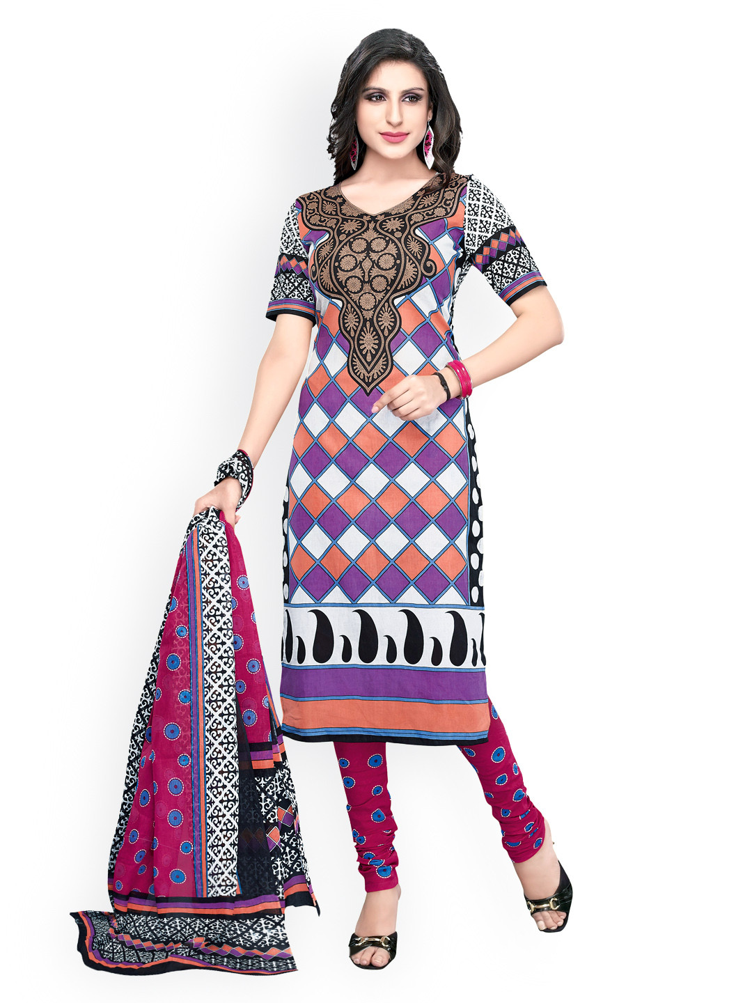 Buy Suhanees Exclusive Multicoloured Cotton Unstitched Dress Material Dress Material for Women