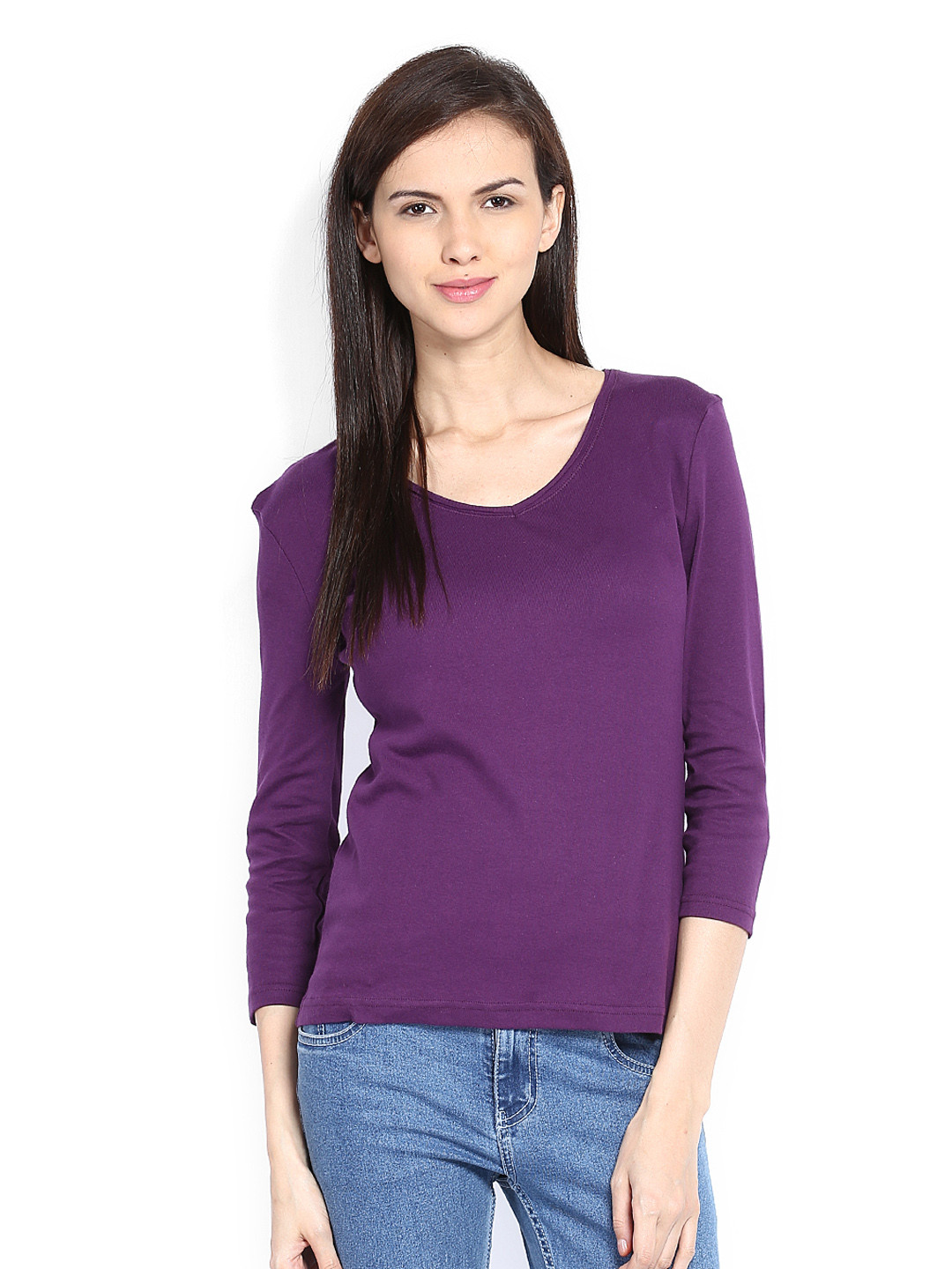 Buy The Collection By Debenhams Women Purple Pure Cotton T Shirt