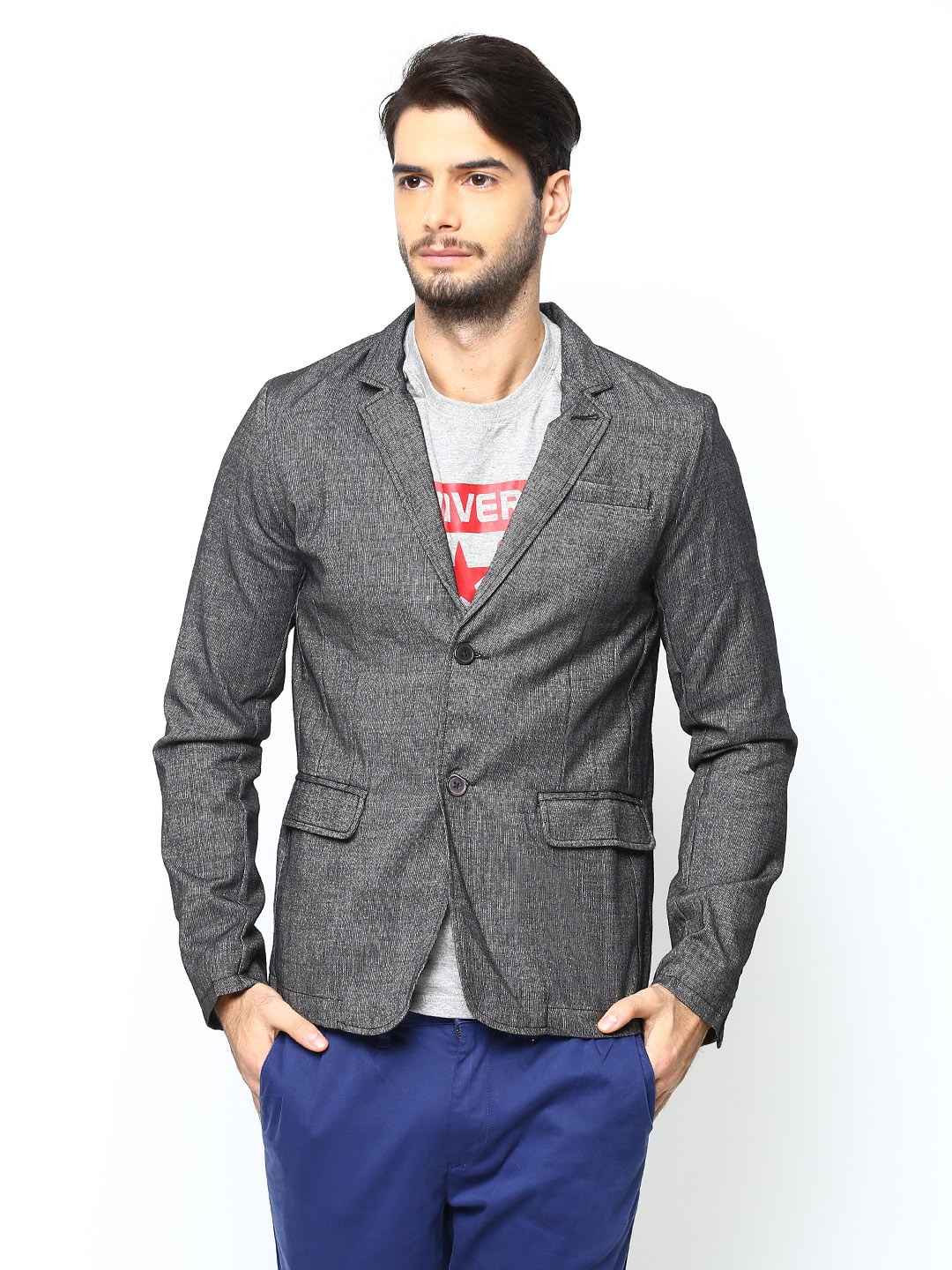 Buy The Indian Garage Co Men Grey Blazer - Blazers for Men 514554 | Myntra