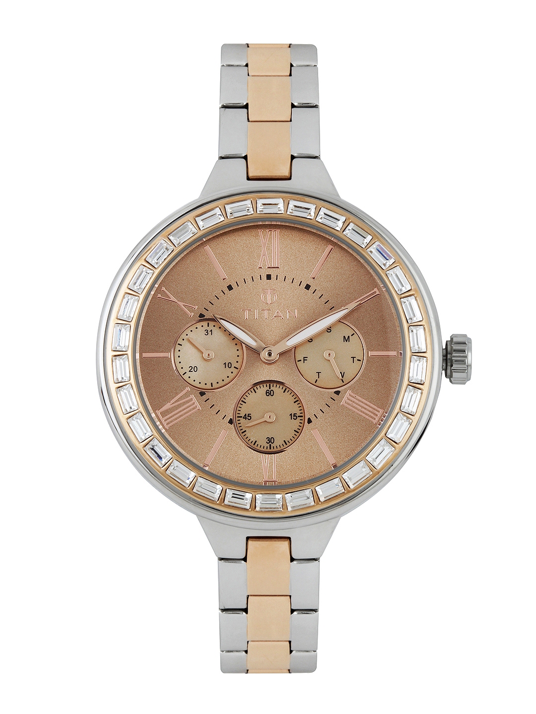 titan automatic watch rose gold