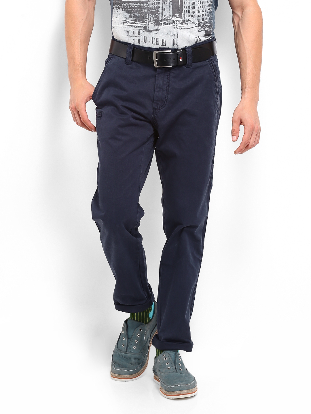 Buy Tommy Hilfiger Men Navy Blue Mercer Chino Trousers - Trousers for ...