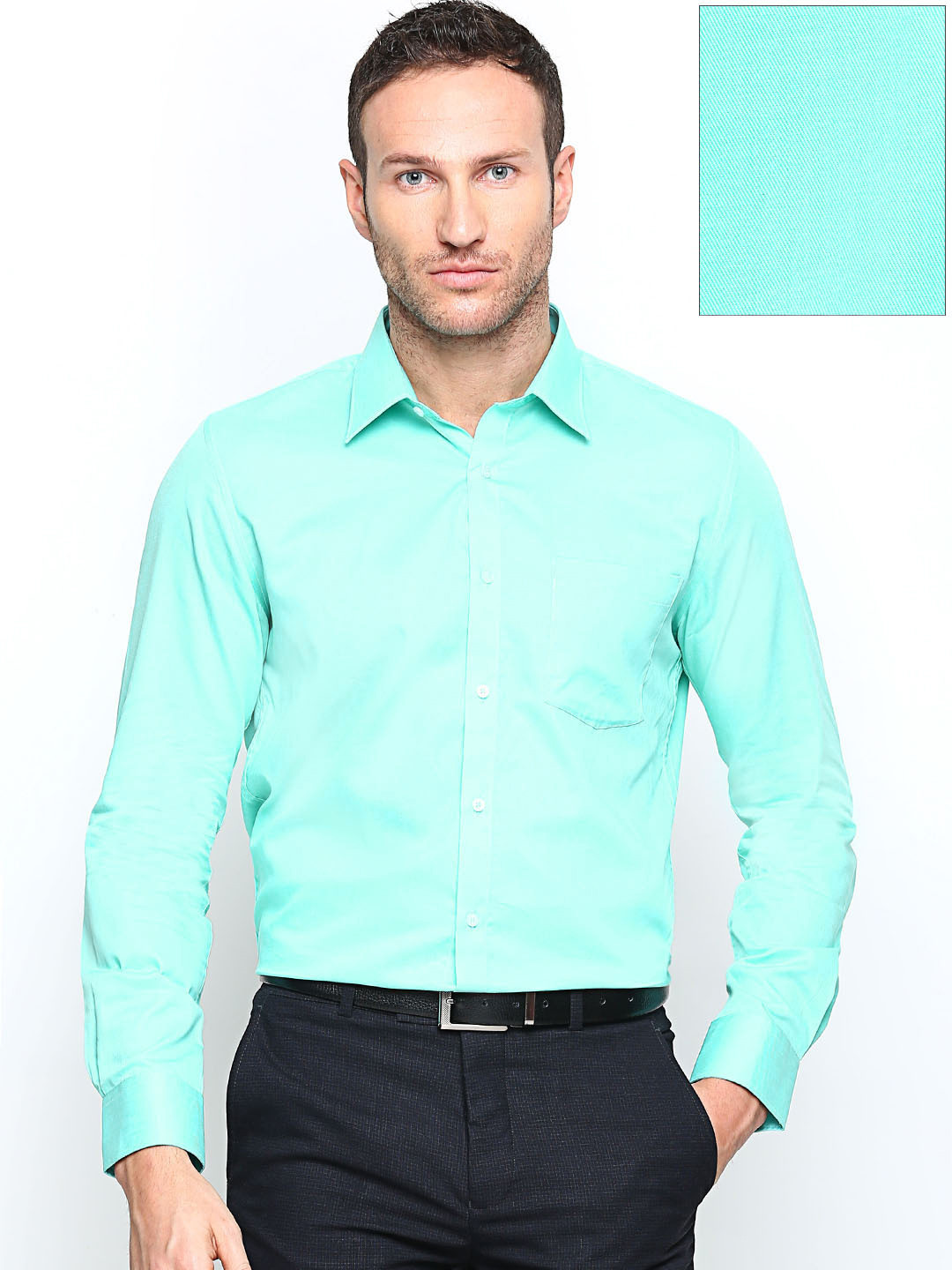 Buy Turtle Men Sea Green Slim Fit Formal Shirt Shirts for Men 631611
