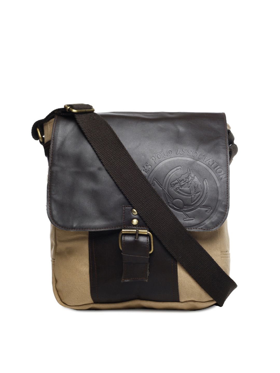 Buy U.S. Polo Assn. Men Beige And Brown Sling Bag Handbags for Men