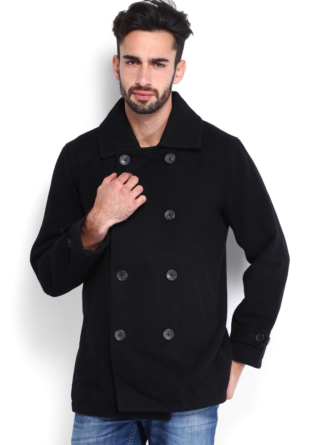 Buy U.S. Polo Assn. Men Black Woollen Coat Coats for Men 609228 Myntra