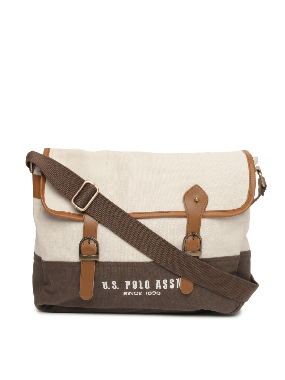 Buy U.S. Polo Assn. Men Brown & Beige Messenger Bag Messenger Bag for